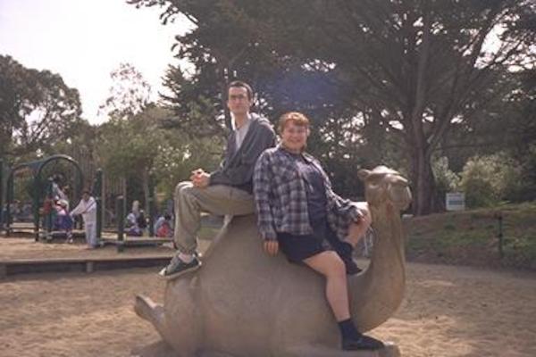 Pogo and Xine on a (plastic) camel