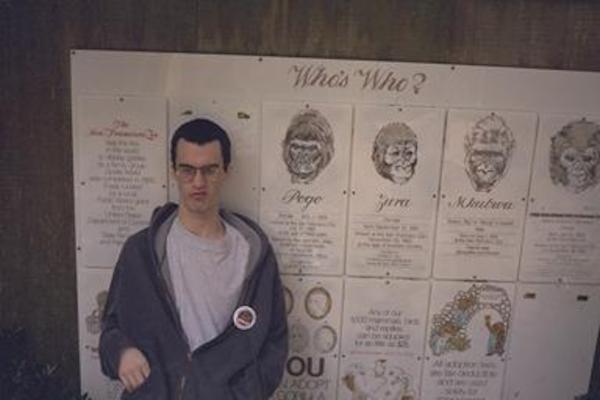 Pogo next to Pogo the gorilla