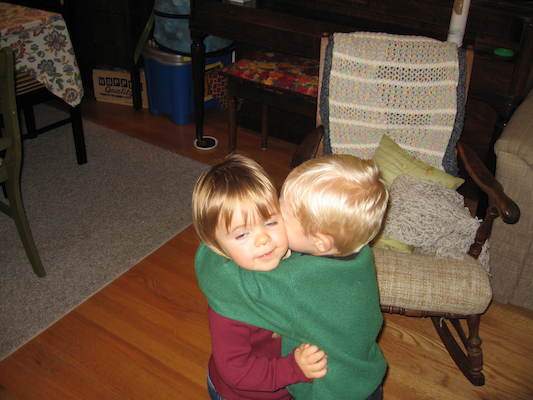 Emma and Tim hugging (10-16-2005 19:12)