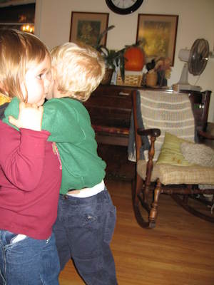 Emma and Tim hugging (10-16-2005 19:12)