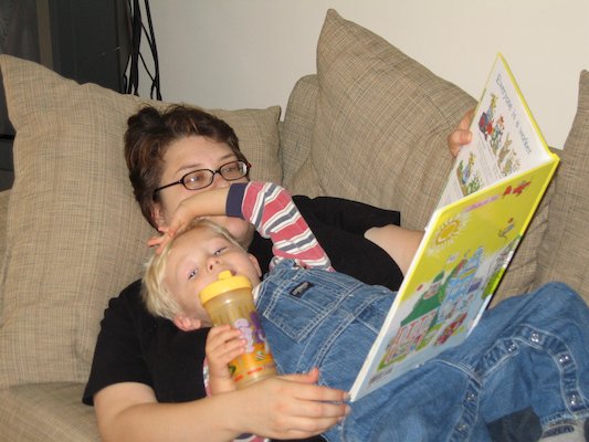Christine and Tim reading (10-19-2005 12:05)