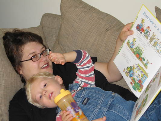 Christine and Tim reading (10-19-2005 12:05)