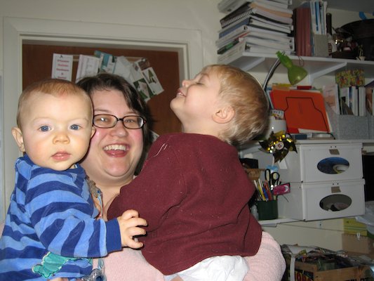 Tim, Cole and Mommy dancing (01-27-2006 19:37)