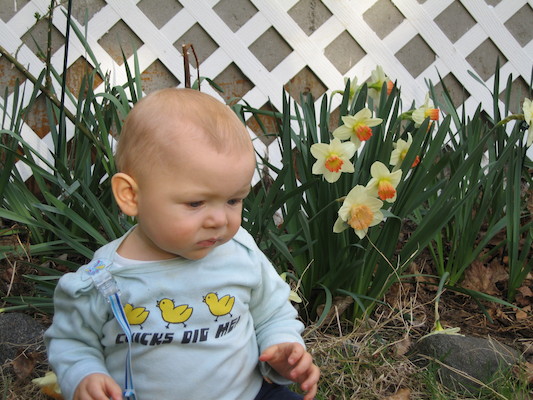 Cole by the flowers (04-15-2006 18:32)