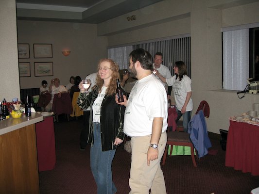 Marie and Juj for the toast (04-28-2006 22:01)