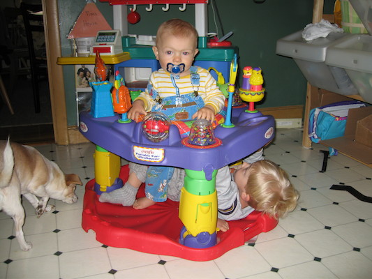 Tim under Cole in the bouncy-thing (05-29-2006 20:38)