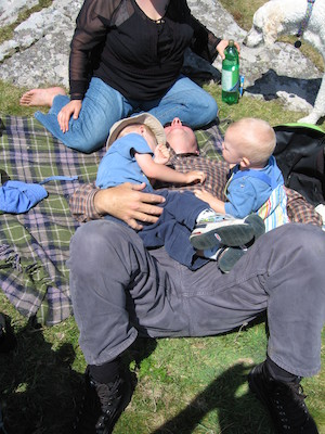 Tim and Cole jumping on Granddad (07-14-2006 13:29:26 BST)