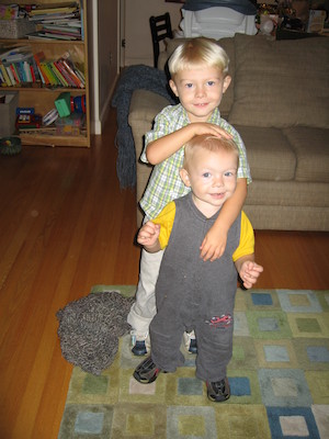 Tim and Cole standing (1st day of Montessori) (09-07-2006 09:31)