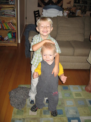 Tim and Cole standing (1st day of Montessori) (09-07-2006 09:31)