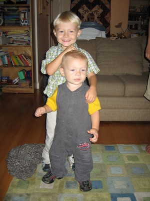 Tim and Cole standing (1st day of Montessori) (09-07-2006 09:31)