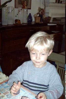 Tim playing with dough