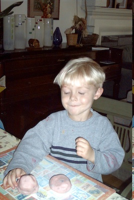 Tim playing with dough