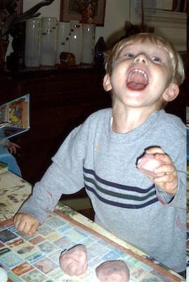 Tim playing with dough