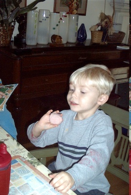 Tim playing with dough