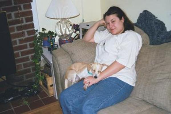 Emily napping on an amused Xine