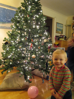 Tim and Cole decorating the tree (12-11-2006 18:42)