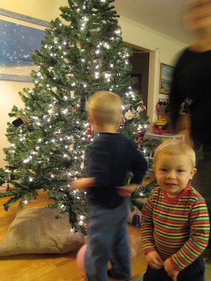 Tim and Cole decorating the tree (12-11-2006 18:42)