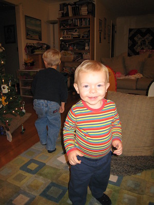Tim and Cole decorating the tree (12-11-2006 18:43)