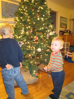 Tim and Cole decorating the tree (12-11-2006 18:43)