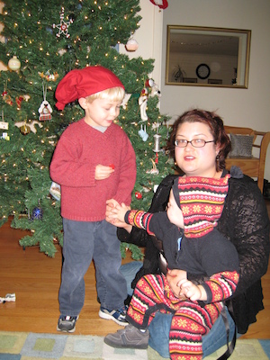 Tomten Tim, Cole and Mommy (12-16-2006 15:03)