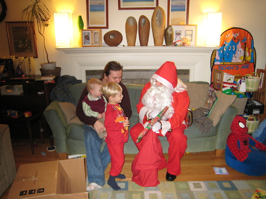 Santa visits Tim and Cole (12-24-2006 19:20)