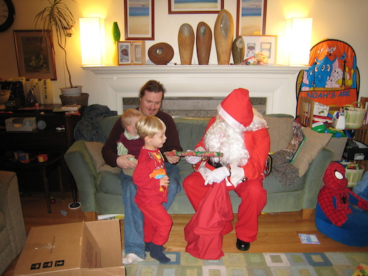 Santa visits Tim and Cole (12-24-2006 19:21)