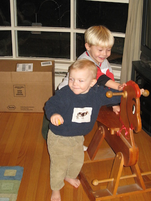 Tim and Cole riding the horse (01-21-2007 17:49)