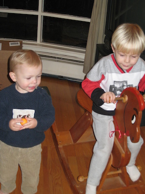 Tim and Cole riding the horse (01-21-2007 17:49)
