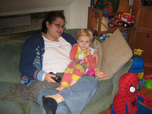 Mommy and Tim cuddling (01-23-2007 19:18)