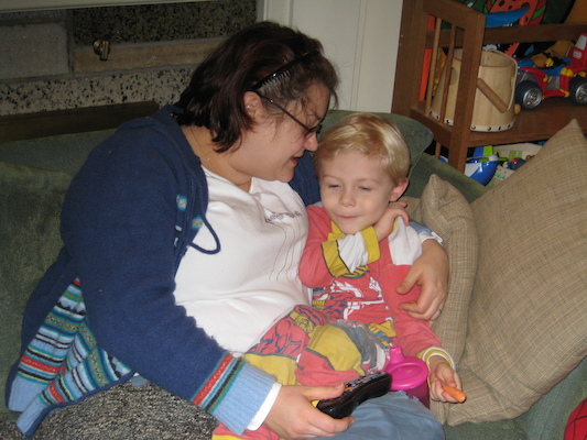 Mommy and Tim cuddling (01-23-2007 19:18)