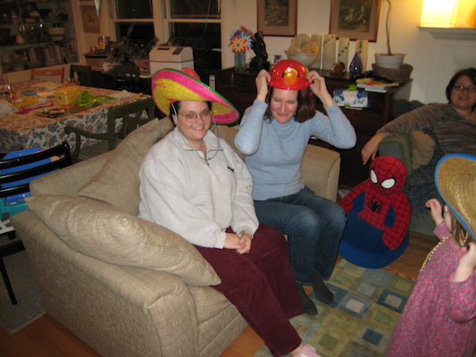 Helene and Barb in silly hats (01-28-2007 18:52)