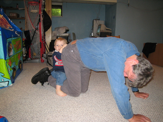 Cole riding Granddad (05-19-2007 08:30)