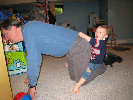 Cole riding Granddad (05-19-2007 08:30)