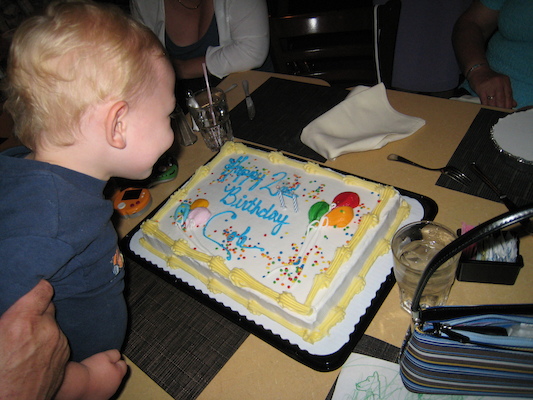 Cole blowing out candles on cake (06-13-2007 19:59)