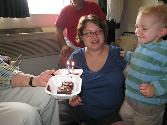Cole and his 2-year cake with Mommy (06-16-2007 10:11)