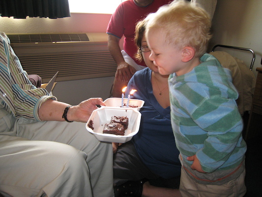 Cole blowing out his 2-year cake (06-16-2007 10:11)