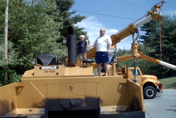 Tim and Poppy on a truck
