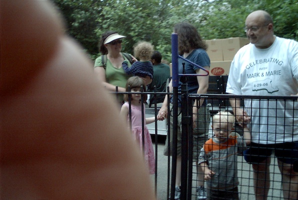 Cole and Poppy waiting at Kennywood