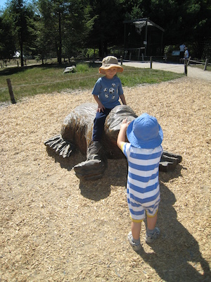 Tim riding a platypus with Cole (08-28-2007 12:23)