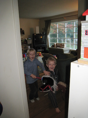 Tim and Cole playing horsie (10-09-2007 08:57)