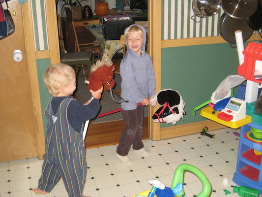 Tim and Cole playing horsie (10-09-2007 08:58)