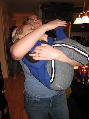 Tim climbing Dawn (10-13-2007 19:12)