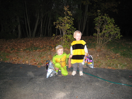 Tim turtle and Cole bee ready for Halloween (10-31-2007 17:49)