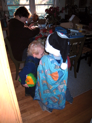 Christine with caped Tim and Cole (11-14-2007 08:00)