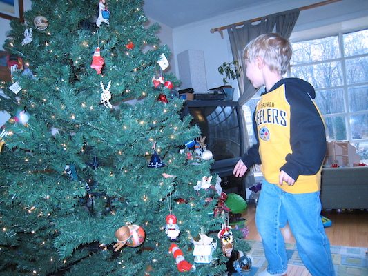 Tim decorating the tree (12-02-2007 08:21)