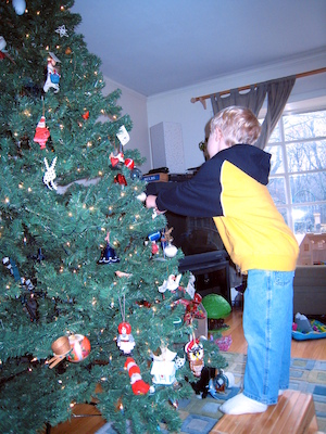 Tim decorating the tree (12-02-2007 08:22)
