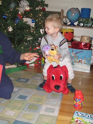 Cole riding Clifford (12-25-2007 06:57)