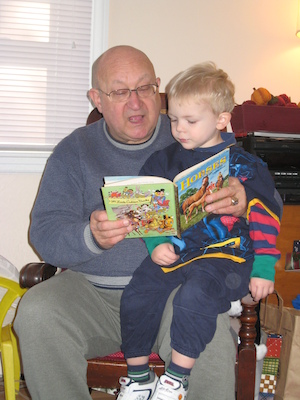 Poppy reading to Cole (12-25-2007 12:24)