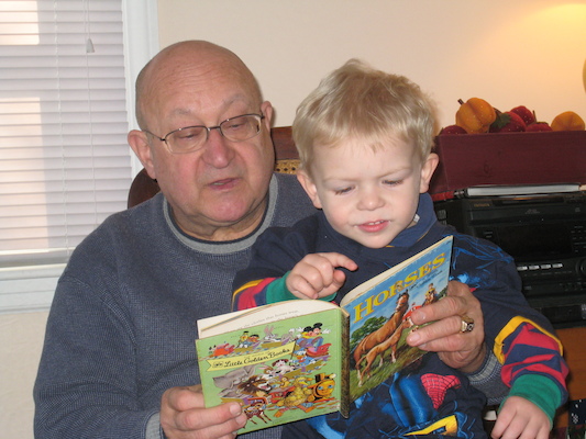 Poppy reading to Cole (12-25-2007 12:24)