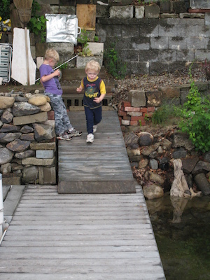Tim and Cole on the dock (06-06-2008 17:10)